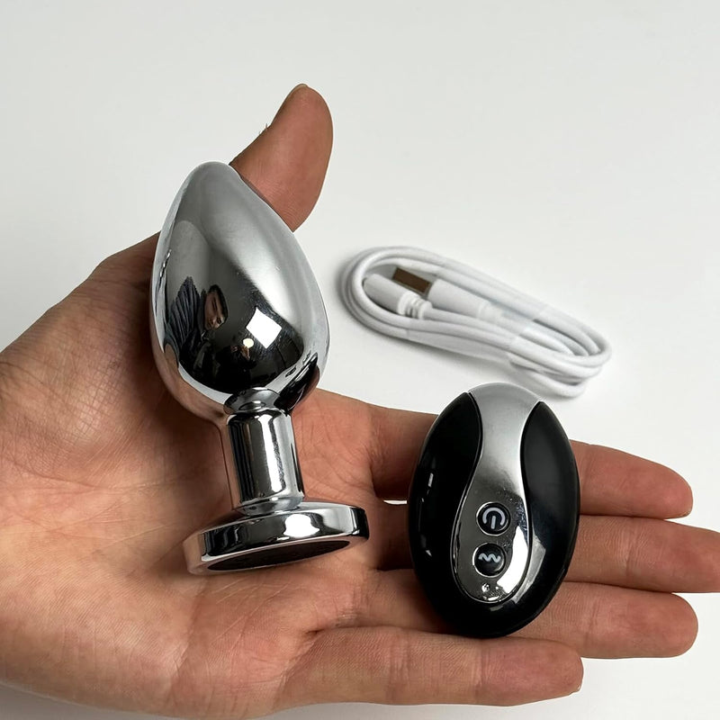 Anal Vibrating Butt Plug, Metal Anal Plug Vibrator Anal Dildo Prostate Massager With 10 Vibrations, Anal Sex Toys Large With Remote Control, Graduated Adult Toys For Men Women (Vibrating D)