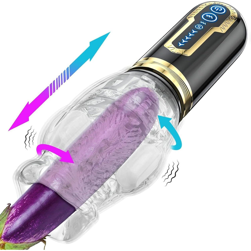 Male Sex Toys Automatic Blowjob Male Masturbator,Unencumbered/Unlimited Diameter/Upgrades 3D Realistic Textured Adult Sex Toys For Men,7 Vibrating/5 Rotating/5 Thrusting Modes For Pleasure Realistic