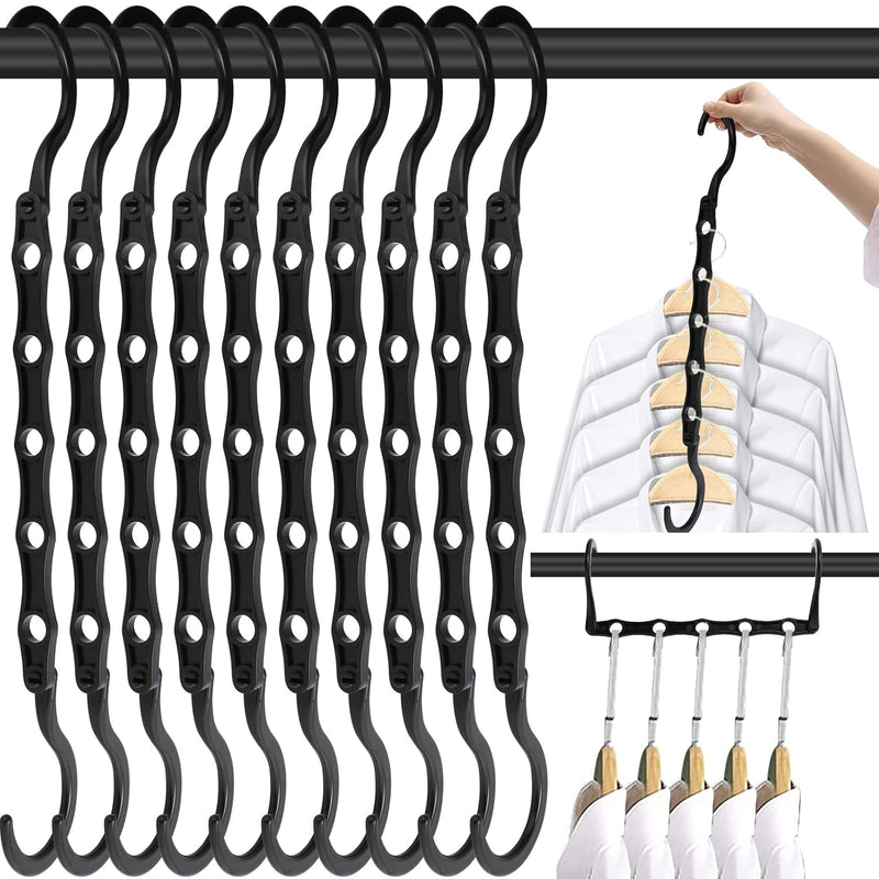 Space Saving Hangers, 10Pcs Magic Hangers, 5 Holes Sturdy Plastic Clothes Closet