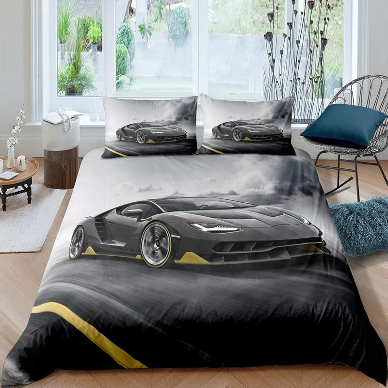 Race Car Comforter Cover Twin Size For Kids Boys Teens Cool Speed Racing Car A