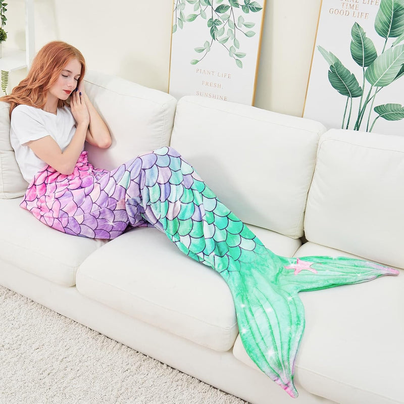 Mermaid Tail Blanket - Mermaid Wearable Blankets For Adults Women Girls All Se
