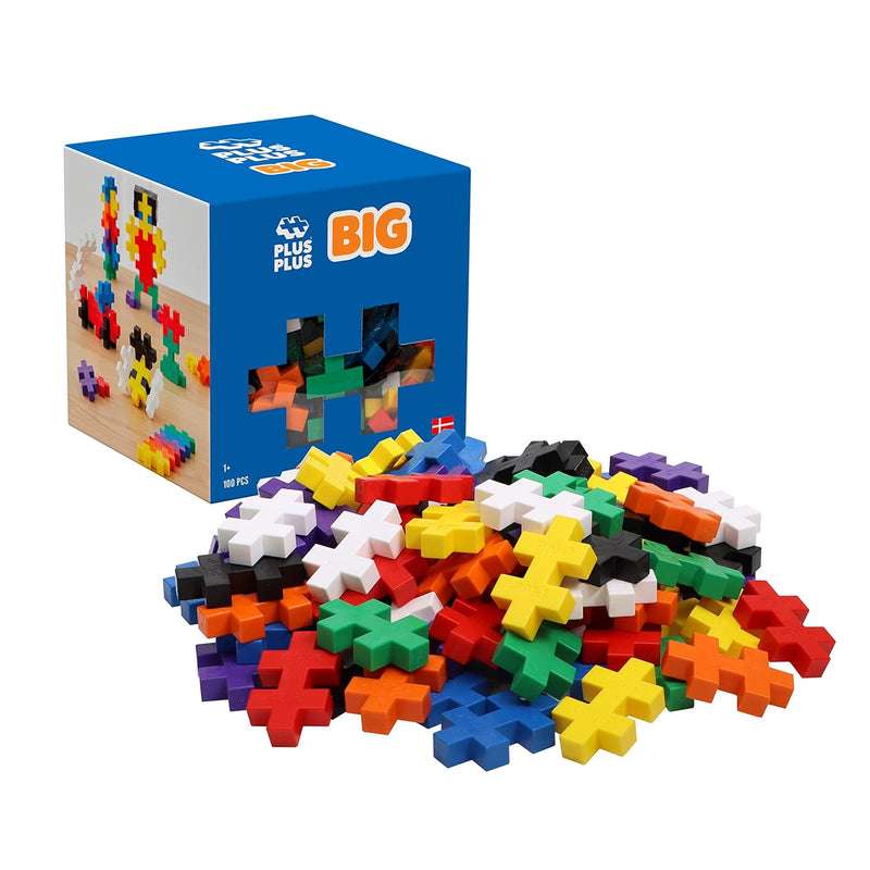 PLUS PLUS BIG - Open Play Set - 100 Piece - Basic Color Mix, Construction B