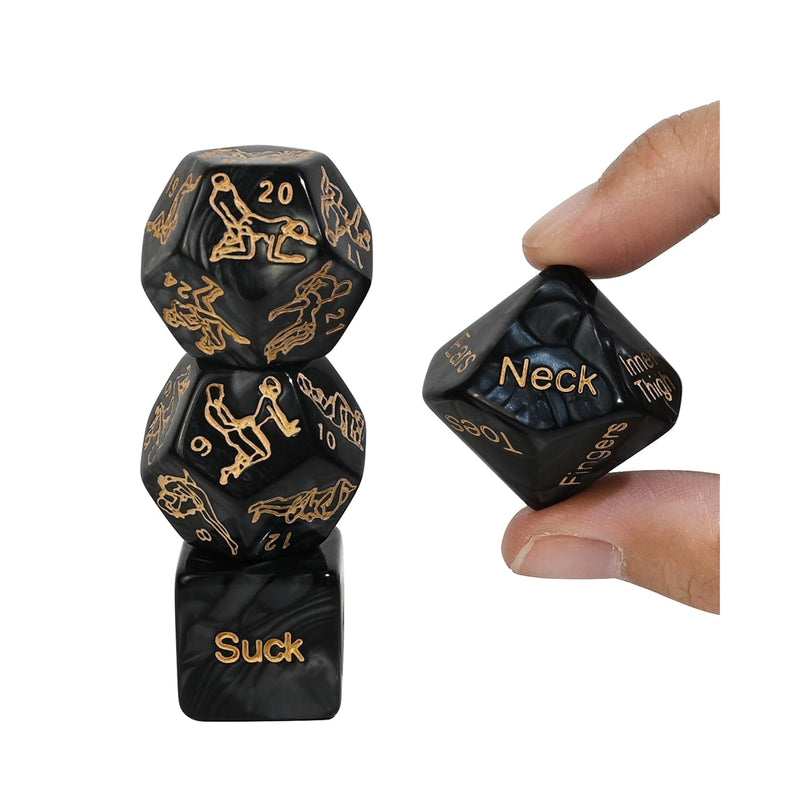 Positions Sex Dice Game For Couples Kinky Toys For Date Night Adult With Actions Body Parts, Naughty Sexy Fun Intimate Dice Set For Gift Ideas Travel Romantic Nights,Adults Love Foreplay, Black