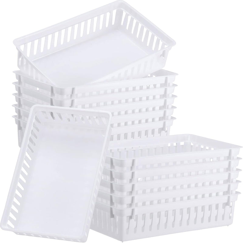 Set Of 12 Plastic Baskets For Organizing 10.24 X 6.5 X 2.36 Inch Rectangular Sto