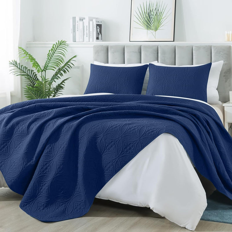 Quilt Set Full Queen Size, Lightweight Quilted Microfiber Bedspread Coverlet F