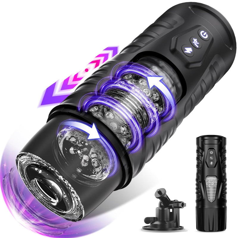 Automatic Male Masturbator Sex Toys For Men - Adult Toy Male Sex Toys With 7 Thrusting & 7 Rotating Modes,Hands Free Pocket Pussy Sex Machine With Visual Window & Suction Base Electric Penis Pump
