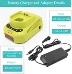 2Packs 18V Battery and Charger Combo for Ryobi 18-Volt Cordless Tools Battery and P118B Charger, 18V Battery Capacity OUTPUT 3.0Ah