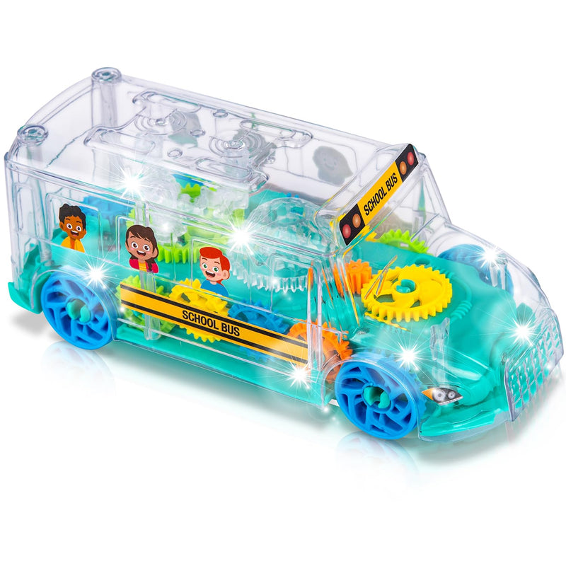 ArtCreativity Light Up School Bus Toy for Toddlers - Bump and Go School Toy