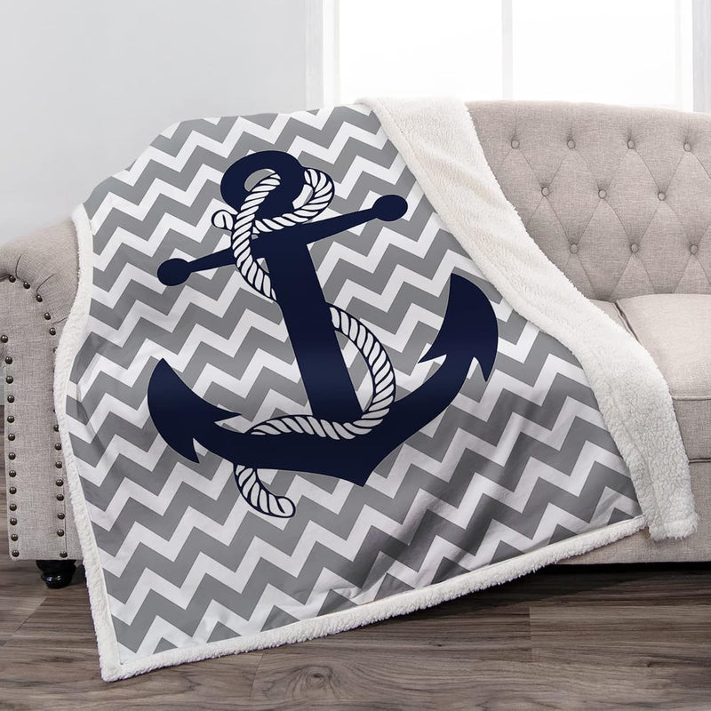 Nautical Anchor Blanket Gifts For Women Kids Boys Men Home Bedroom Living Room