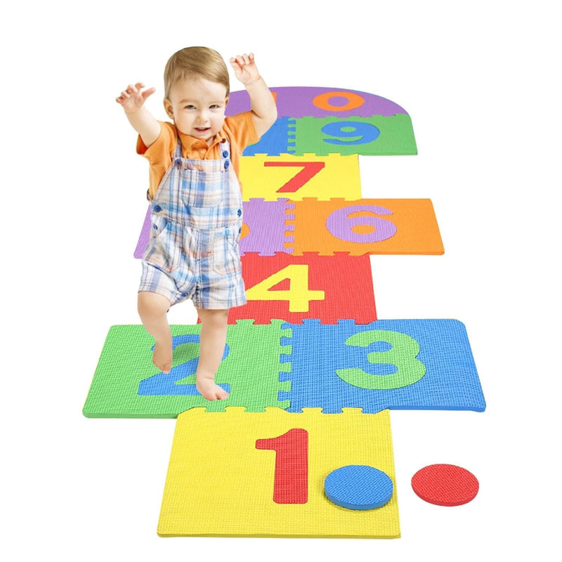 Hopscotch Mat For Kids, 12"×12" Hopscotch Interlocking Foam Tiles, Easy To
