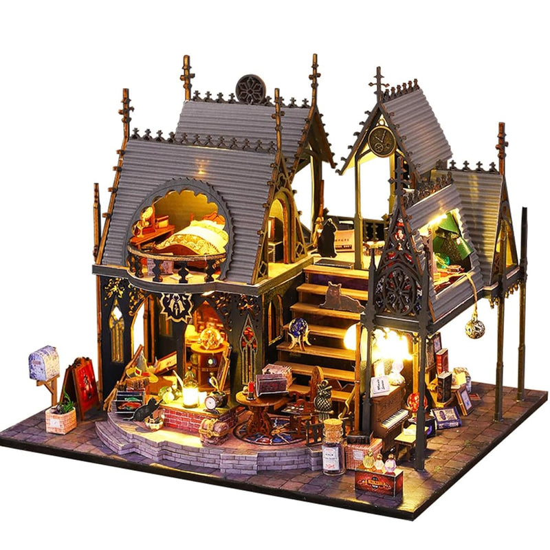 Diy Miniature Dollhouse With Furniture And Led Lights, Wooden Dollhouse Includ