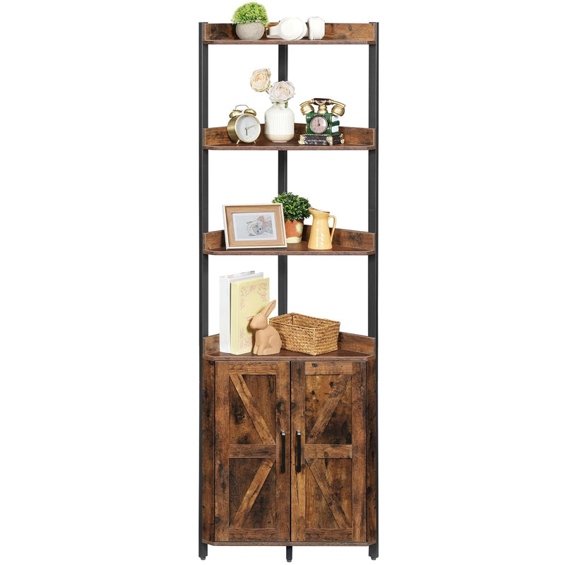 Corner Shelf With Storage, Tall Corner Storage Cabinet, 5-Tier Corner Bookshel