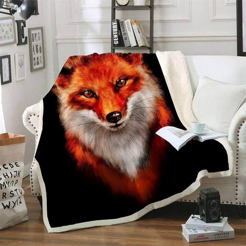 Fox Blanket For Kids Girls Boys Adult Soft Plush Sherpa Throw Warm Animal Flow