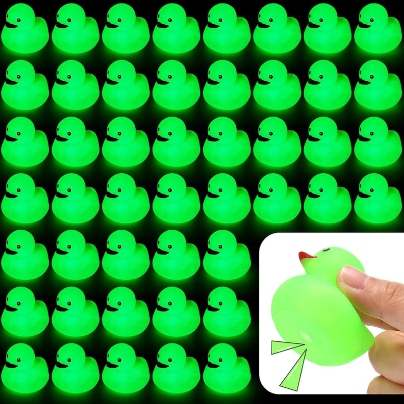 50 Pcs 2 Inch Glow In The Dark Rubber Ducks St. Patrick'S Day Floating Rubb