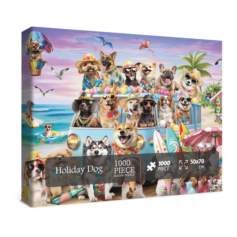 Funny Dog Puzzle Beach Dogs Puzzles 1000 Pieces For Adults, Animal Jigsaw P