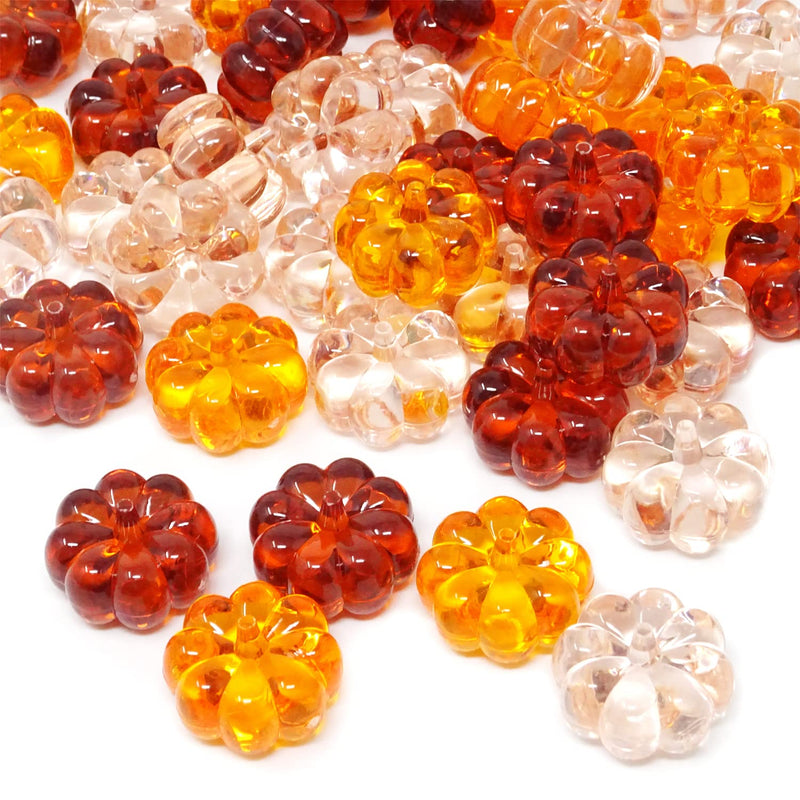 48Pcs Acrylic Fall Decorations Acrylic Pumpkin Ornaments Plastic Pumpkin Beads
