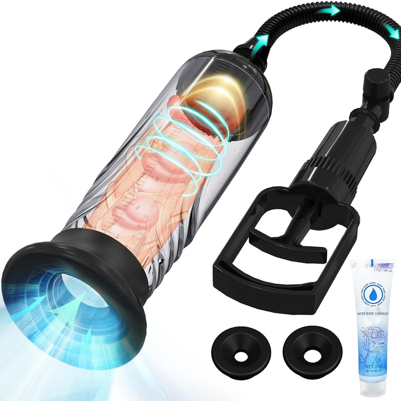Penis Vacuum Pump, Manual Penis Enlarger Enlargement Extend Pump Air Pressure Device, Adult Male Sex Toys For Men Stronger Bigger Erections With 3Pcs Suction Sleeves (Basic)