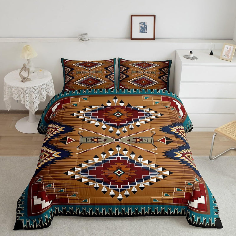 Bohemian Decor Bedding Set, Southwestern Native American Comforter Set Boho Az