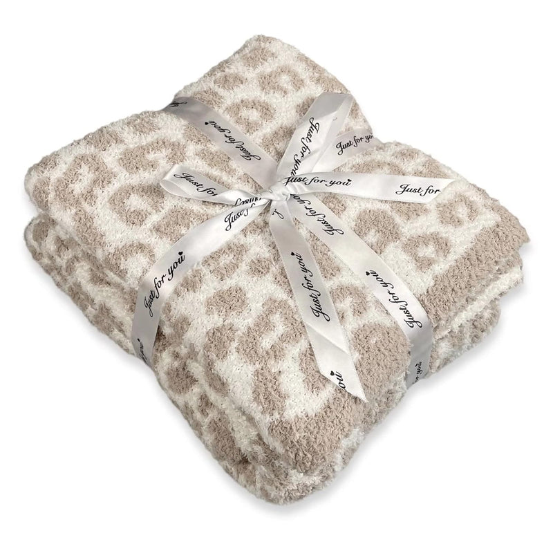 Super Soft Plush Leopard Blanket For Couch Lightweight Warm Fluffy Reversible