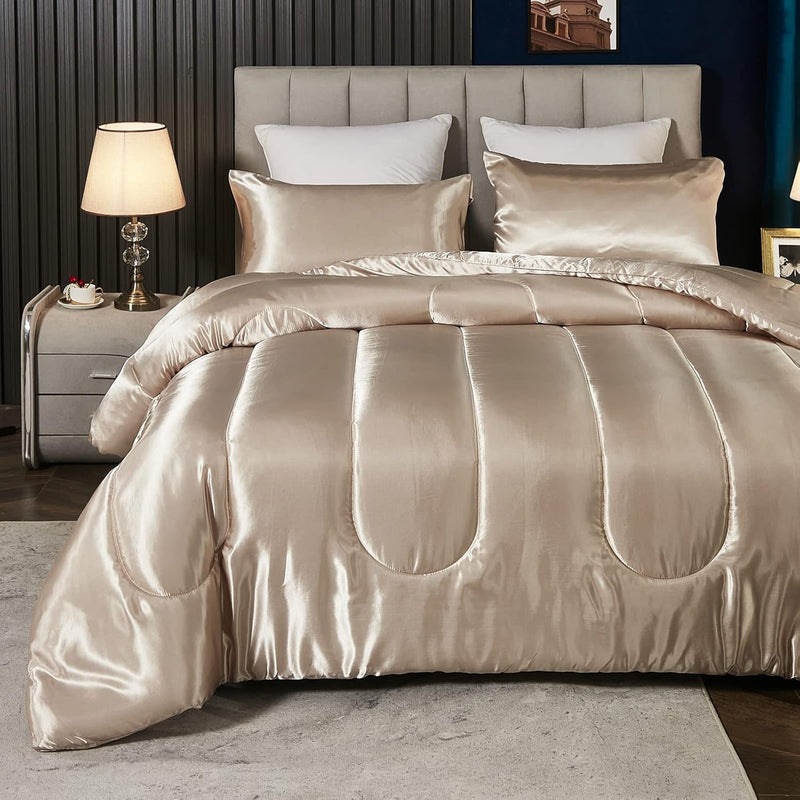 Satin Comforter King Silk Like Satin Comforter Set Silky Alternative Down Comf