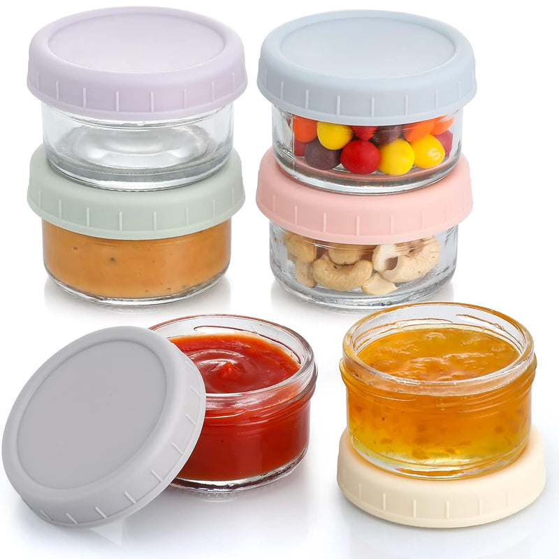 [6 Pack] Salad Dressing Container To Go, 2.7 Oz Glass Small Condiment Container With Lids, Dipping Sauce Cups Set, Leakproof Reusable Sauce Containers For Lunch Box Work Trip.