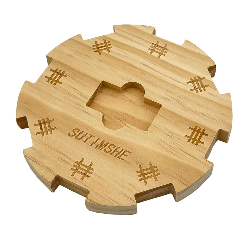 Wooden Hub Centerpiece For Mexican Train Dominoes Game With Felted Bottom (