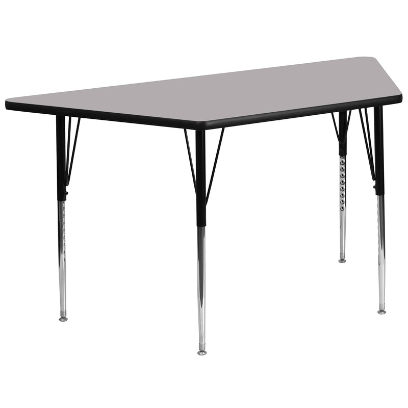 Wren 29''W X 57''L Trapezoid Grey Thermal Laminate Activity Table - Standard H