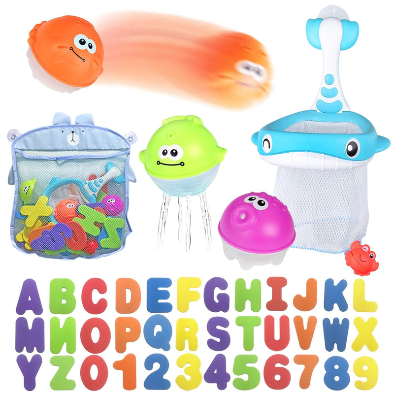 Bath Toy Sets, 36 Foam Bath Letters And Numbers, Floating Squirts Animal To