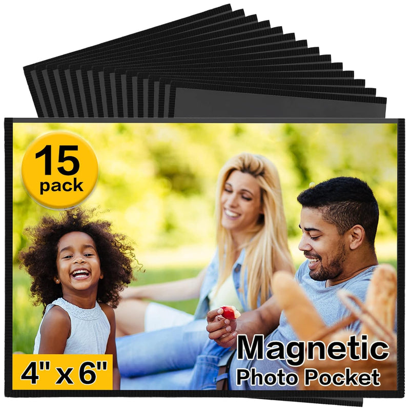 Magnetic Picture Frames 15 Packs-Fridge Magnetic Photo Frames-Holds 4 X 6 Inch