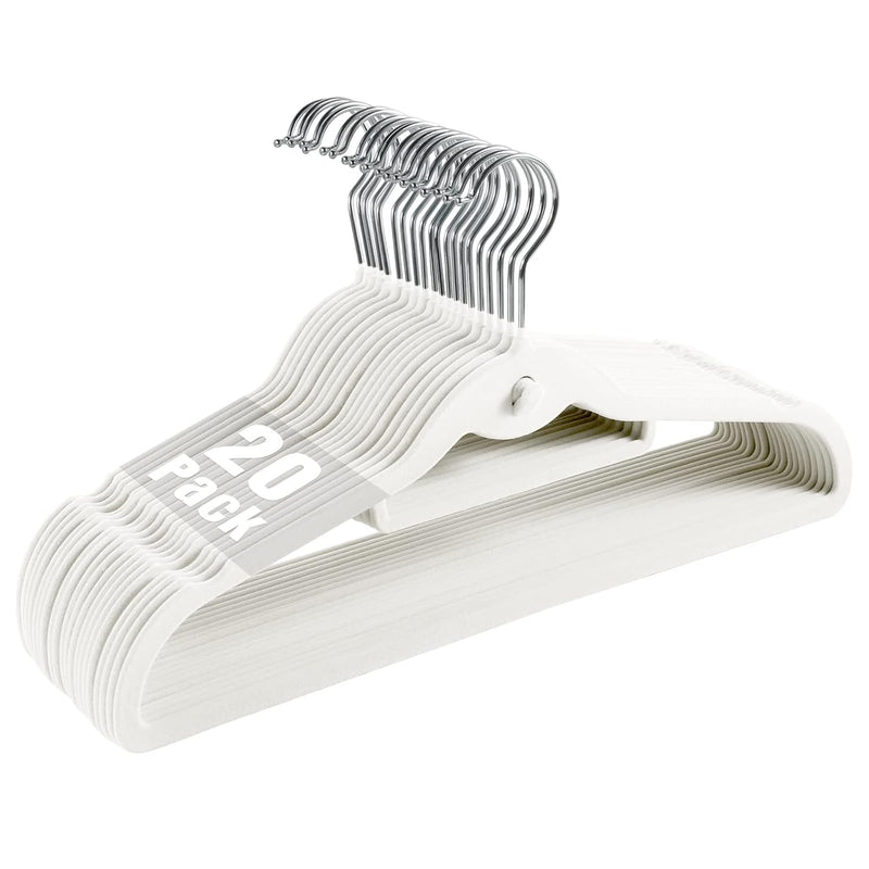 Velvet Clothing Hangers Slim Stackable Non-Slip White Suit Hanger Space Saving C