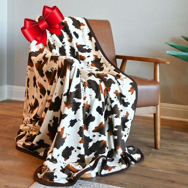 Shop Lc Brown Cow Print Blanket White Throw Blanket For Couch Blanket Fleece B