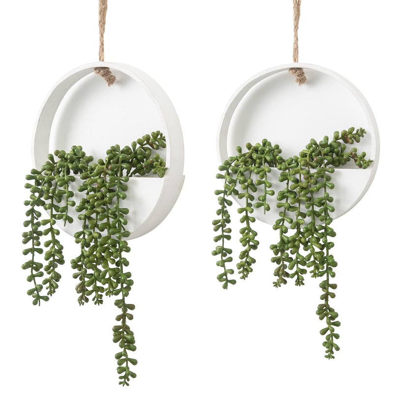 Artificial Succulents Hanging Plants 2Pcs Fake String Of Pearls In Pot With La