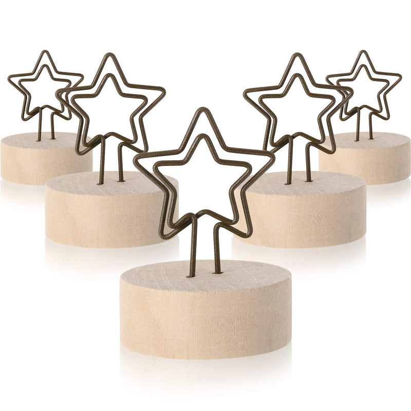 15 Pack Wooden Base Place Card Holders Rustic Iron Wire Picture Picks Clip Hol