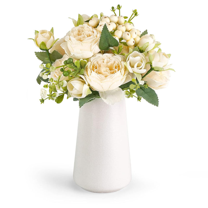 Small Artificial Flowers In Ceramic Vase Centerpieces Table Decor, Silk Flower