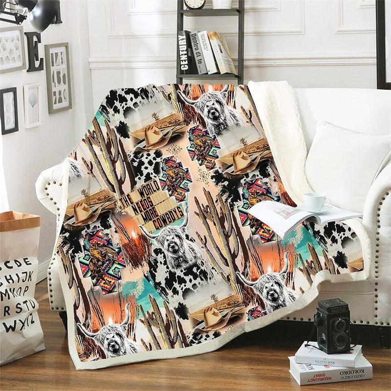 Cute Cow Print Blanket Cartoon Cow Print Bedding Sherpa Blanket Lightweight Wa