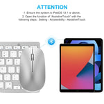 Wireless Keyboard And Mouse For Ipad (Ipados 13 And Above), Bluetooth Keyboard And Mouse Compatible With Ipad Pro 12.9 / 11 / Ipad 10.2 (9Th 8Th Gen) / Ipad Air 4 / Ipad Mini, Silver White