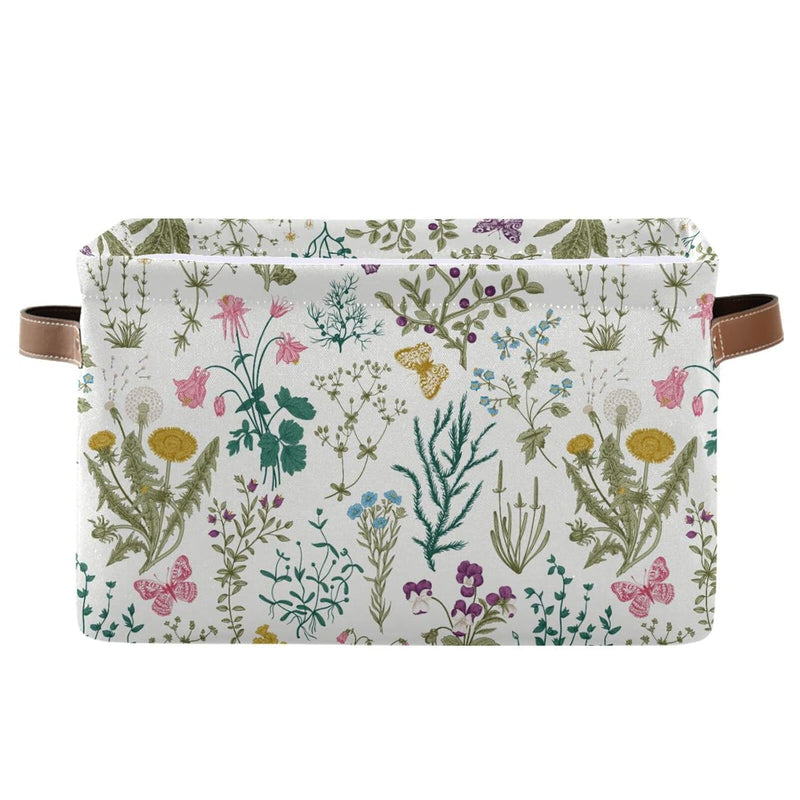Herbs And Flowers Rectangular Storage Bin 2 Pack, Collapsible Organizer Canvas S