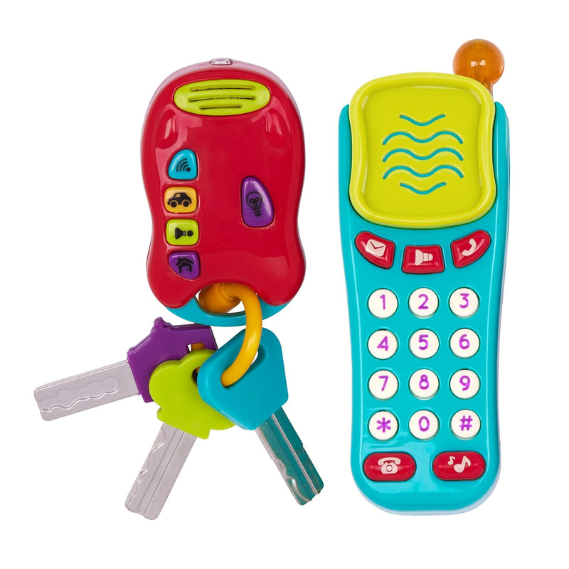 Battat – Sensory Toys – Pretend Phone & Keychain – Toddler Light-Up Phone –