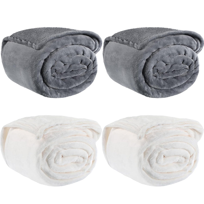 4 Pcs Fleece Throw Blanket Bulk Soft Fleece Blanket Warm Cozy Throw Blankets P