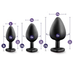 Blush Luxe Bling Silicone Anal Training Plug Kit, 3-Pc Set - Heart-Shaped Base & Red Gem - S, M, L Size Bum Plug | Satin Smooth Ultrasilk Platinum-Cured Beginner Butt Plug For Women & Couples (Black)
