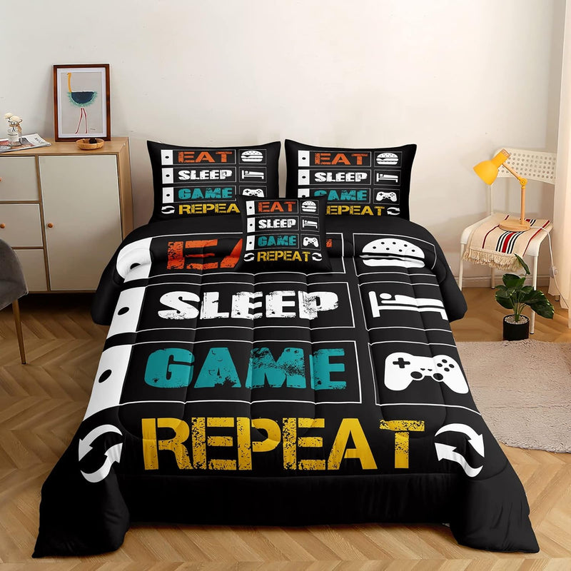 6 Pieces Gaming Bedding Set For Boys Gamer Comforter Set Full Size,Game Contro