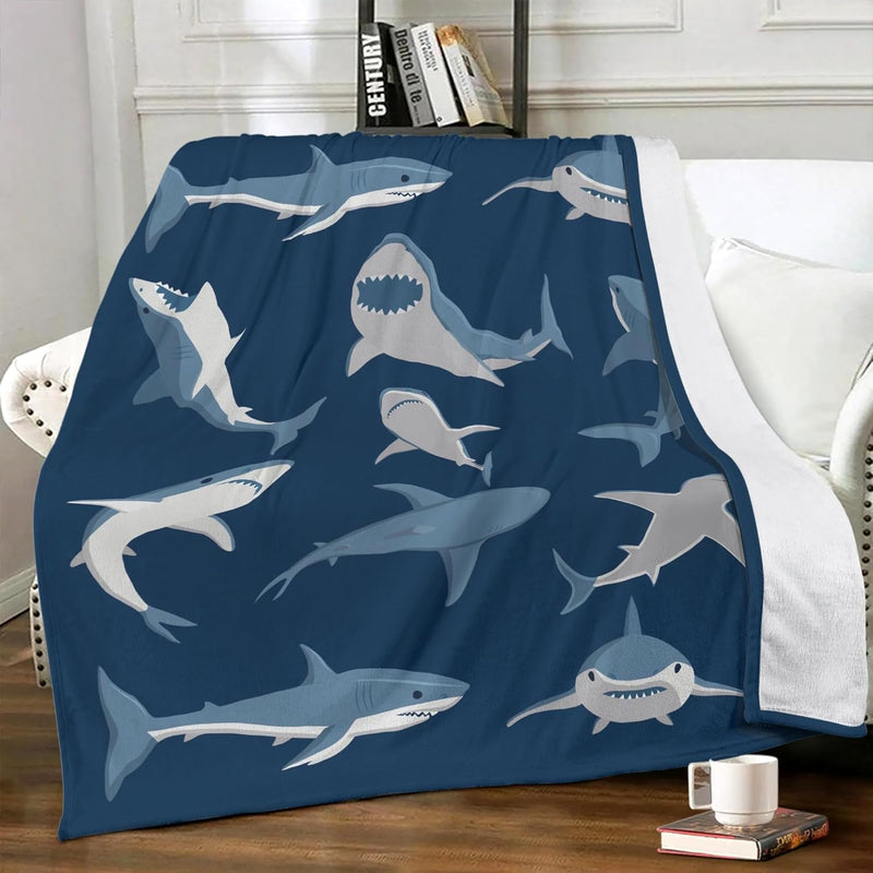 Shark Throw Blanket Soft Warm Cozy Fuzzy Flannel Blanket For Boys Girls Teens
