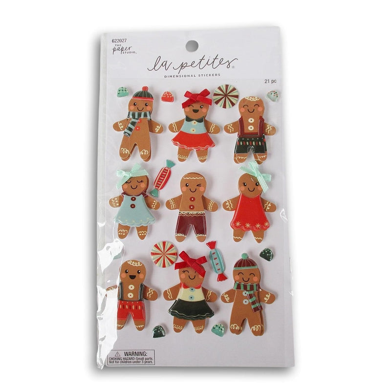 21 Pcs 3D Gingerbread Man Christmas Stickers for Journaling & Crafts