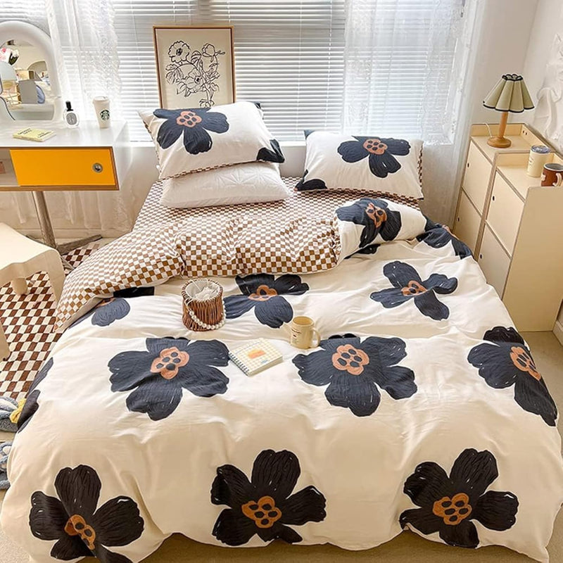 Black Floral Comforter Sets Full Women Girls White And Black Botanical Bedding