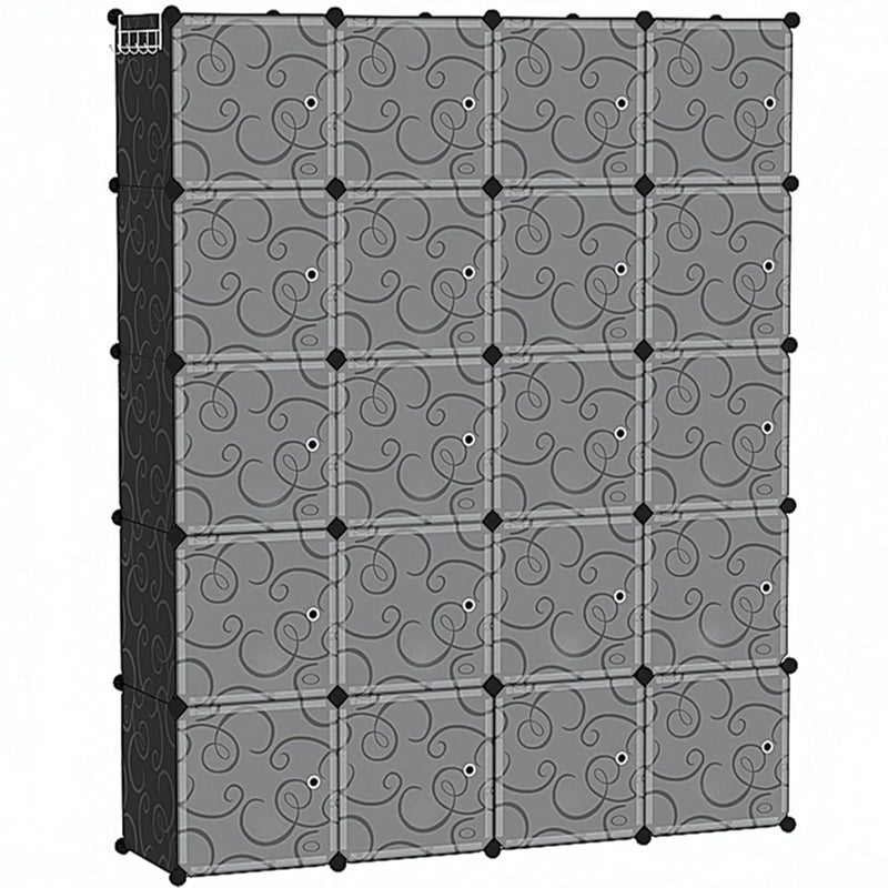 Cube Storage Organizer, 20-Cube Storage Shelving With Doors, Modular Book Shelf,