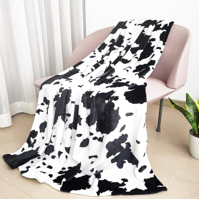 Cow Blanket, Fleece Cow Print Blanket For Kids Adults Soft Cowhide Decor For C