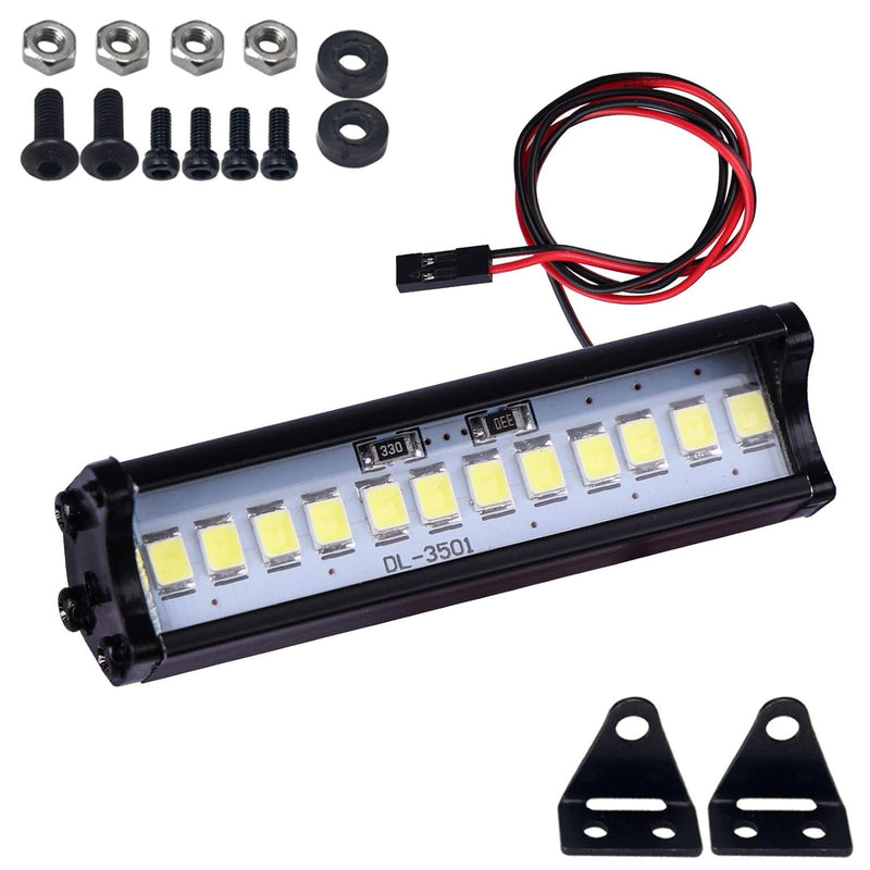 Rc Crawler Light Bar W/Led For 1/10 Trx 4 Scx10 (Black, Set Of 1) (52Mm / 2 In