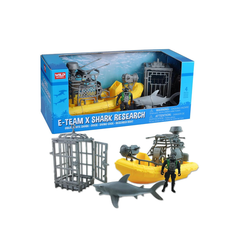 Wild Republic E-Team X Shark Set Playset, Action Figure, Shark, Boat, Divin