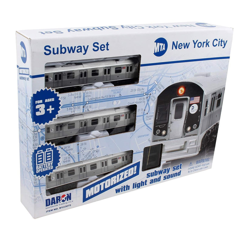 New York City 3 Pc. Battery Operated Train Set With Track ,39" X 25",Silver