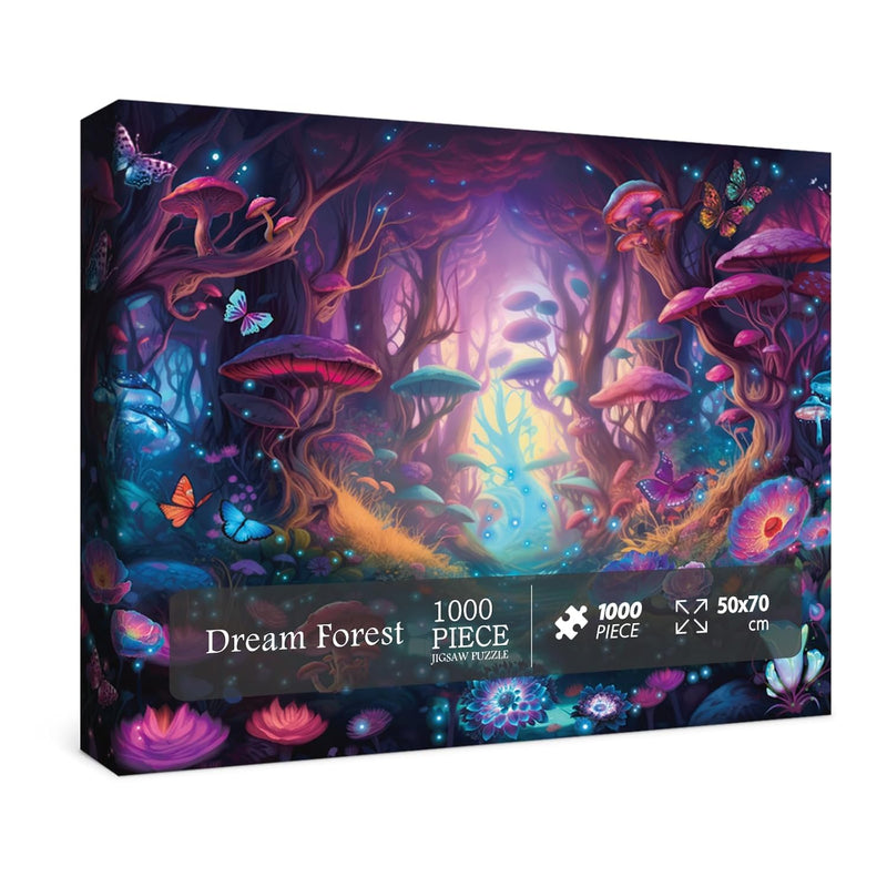 Magical Forest Puzzles Mushroom 1000 Pieces For Adults, Glow Art Jigsaw Puz